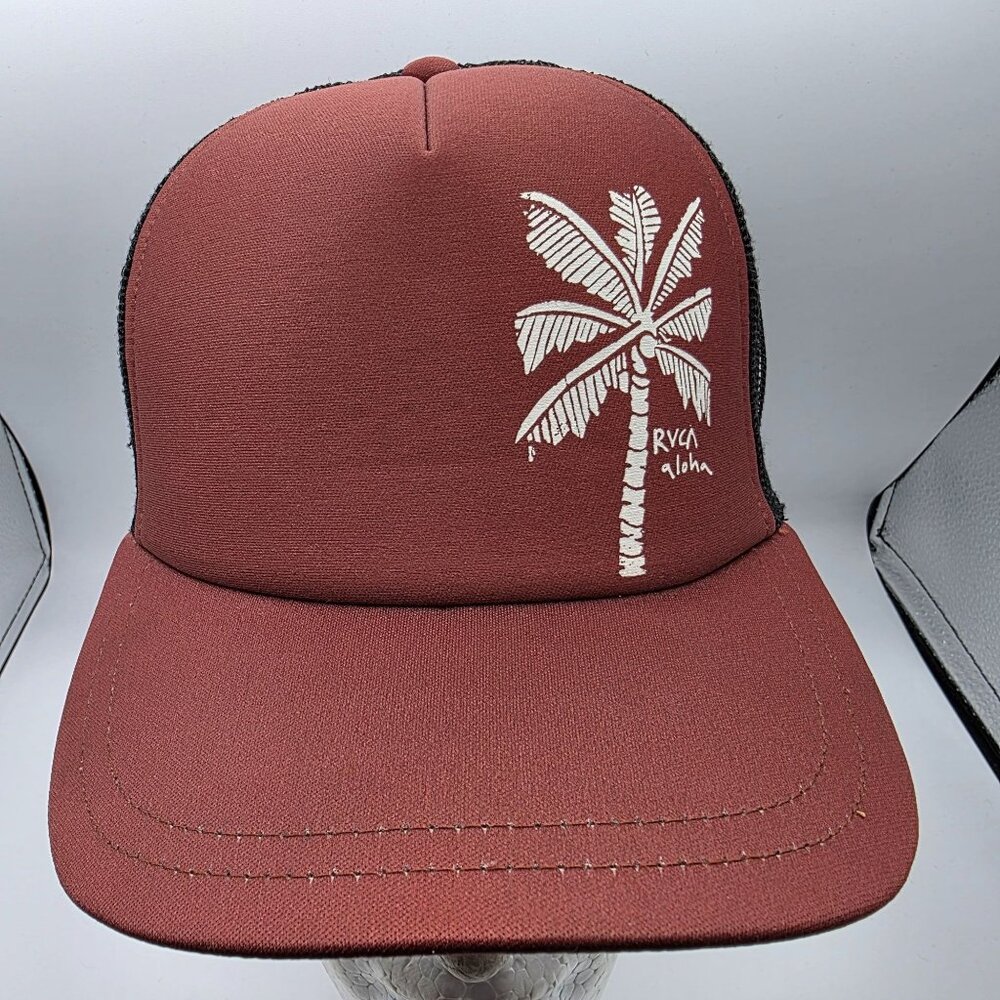 RVCA Aloha Adults Red Black Trucker Hat Casual Beach Summer Athletic Adjustable